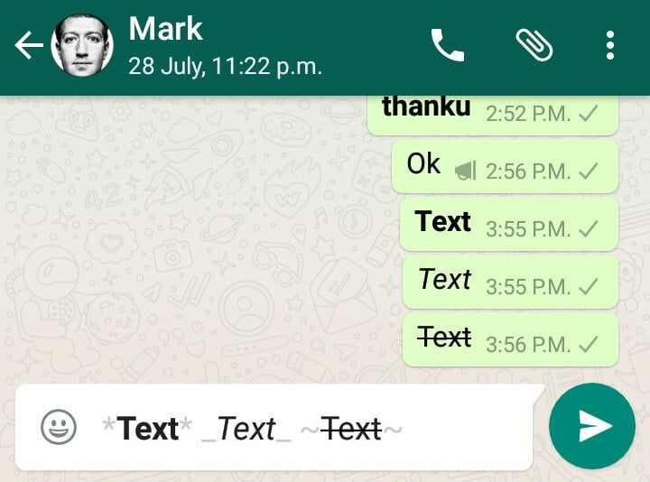 whatsapp text message