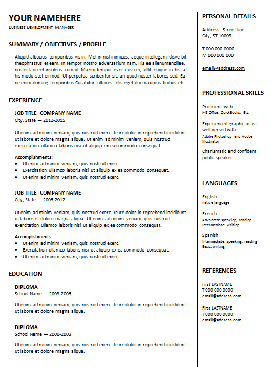 10 best resume templates you can free download  ms word