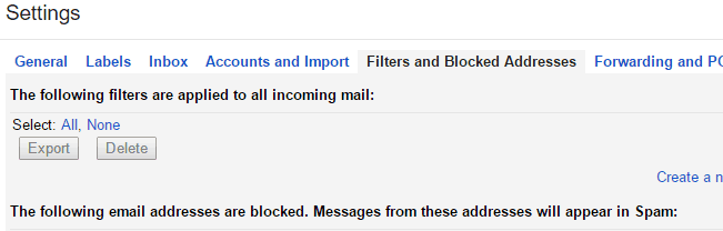 Filters and Blocked Addresses