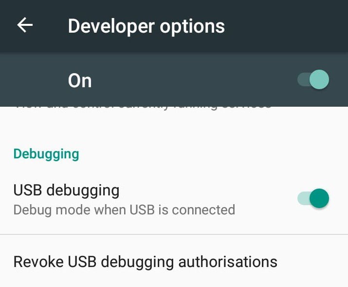 Enable USB debugging