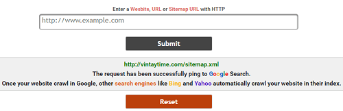 Google search submission tool