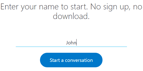 Type your name skype guest web