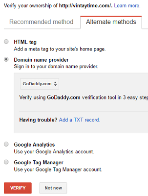 verification method search console