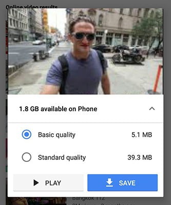 YouTube Go save video