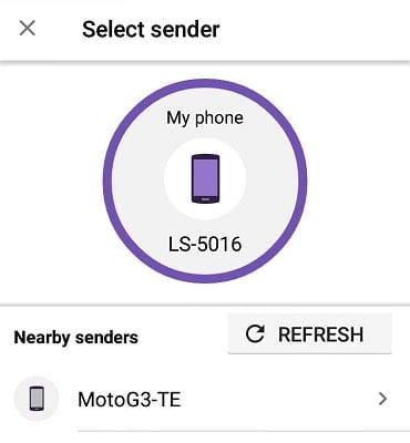 YouTube Go select sender