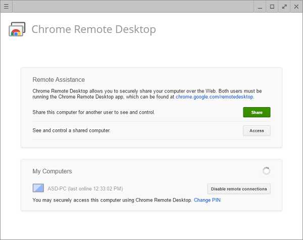 Chrome Remote Desktop Windows