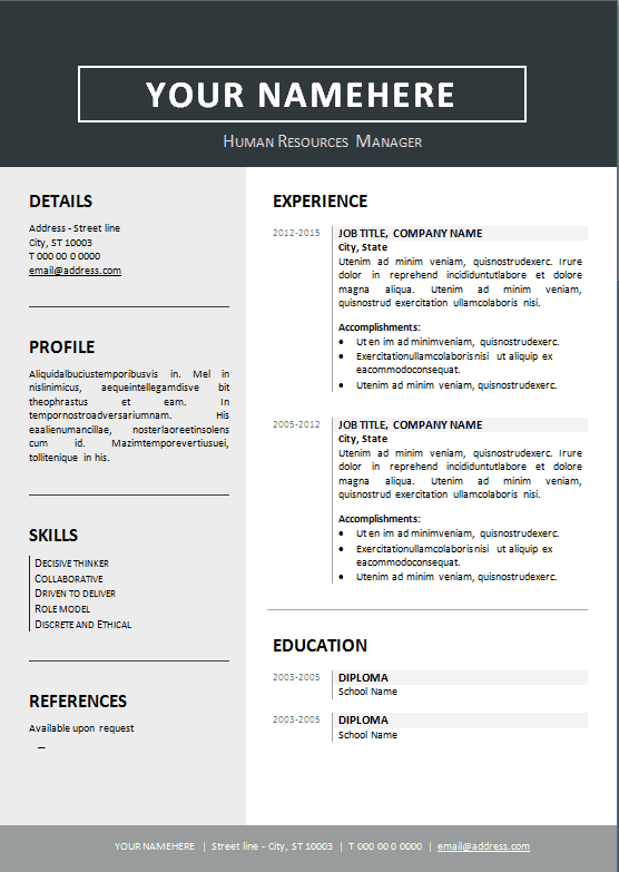 professional downloadable word document resume template