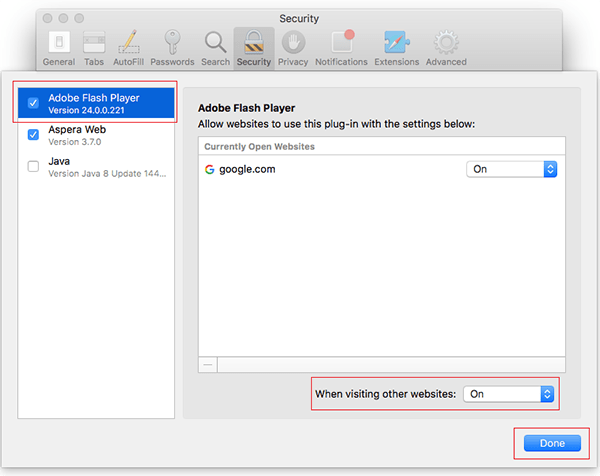 how to enable adobe flash player safari