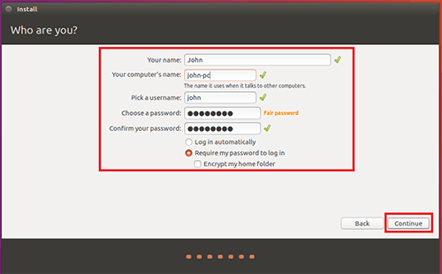 ubuntu-Create a default user