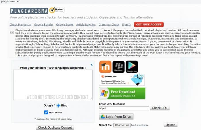 free plagiarism checker free online turnitin