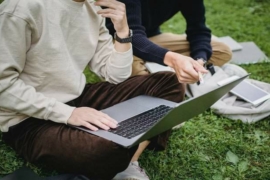 student using laptop