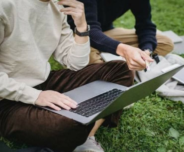 student using laptop