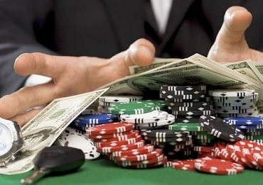 Casino chips money table