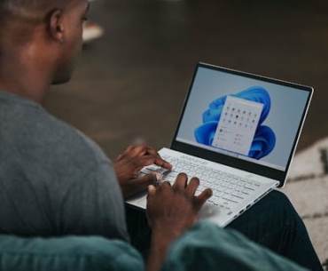 man using laptop
