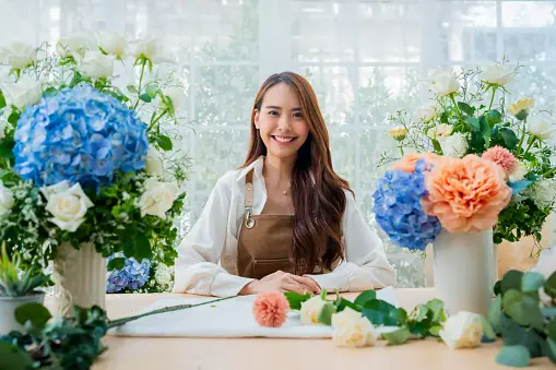 girl with flowers