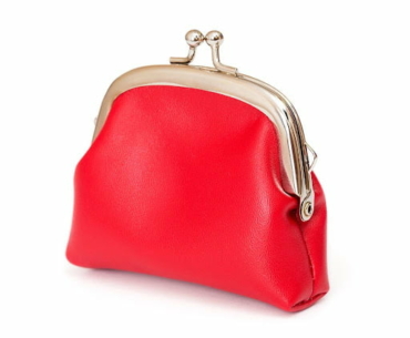 Red purse on white background
