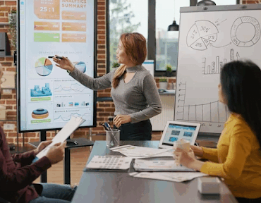 lady showing digital marketing strategies