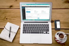 laptop wordpress coffee phone notes